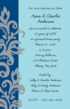 Elegant Blue Silver Floral Invitation