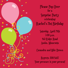 Bright Rainbow Balloons Striped Border Invitations