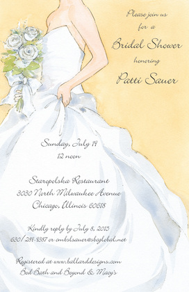 Watercolor White Dress Invitations