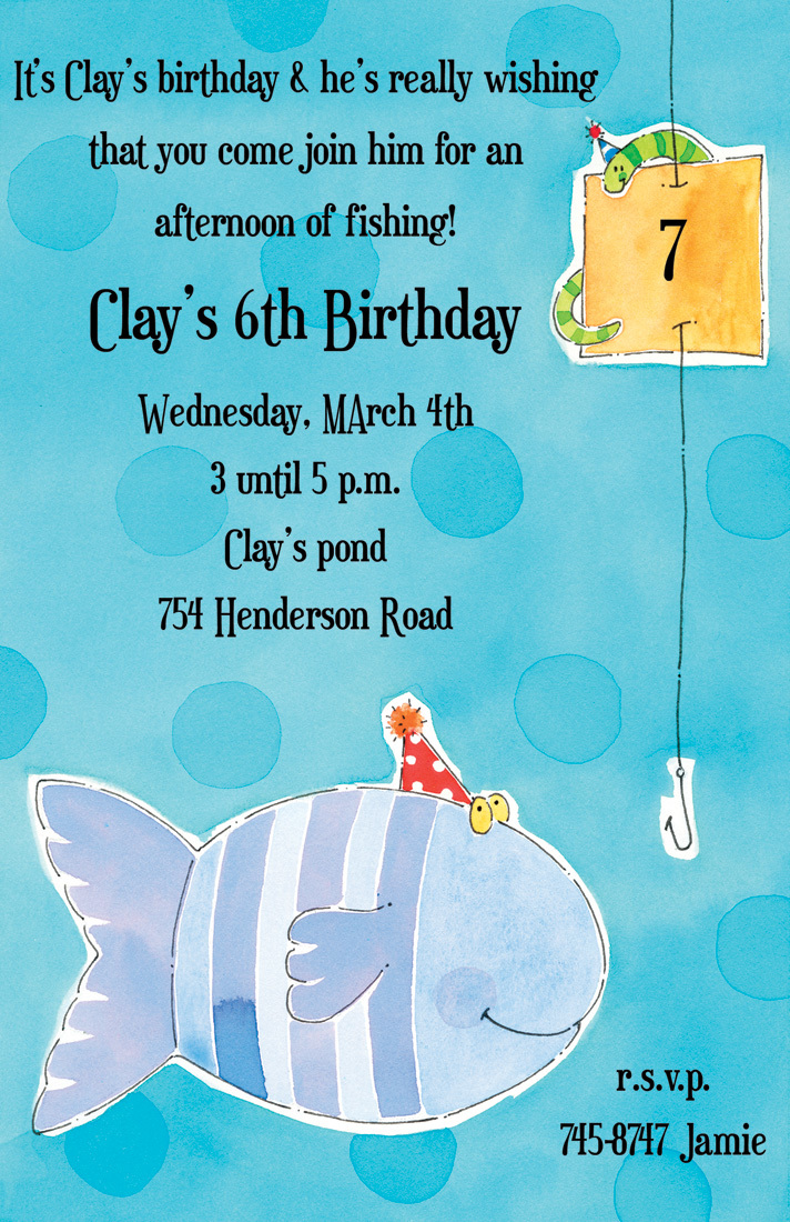 Celebrating Birthday Fishing Invitation