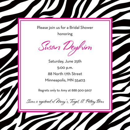 Zebra Print Over White Invitations