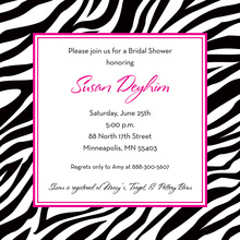 True Zebra Wild Hearts Pink Bachelorette Invitations