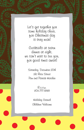 Yellow Paisley Red Polka Dot Invitations