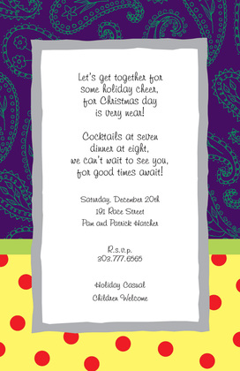 Superb Green Paisley Polka Dot Invitations