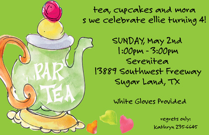 Watercolor Tea Party Pink Invitations