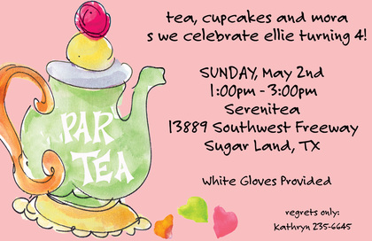 Watercolor Tea Party Orange Invitations