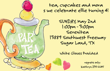 Watercolor Tea Party Purple Invitations