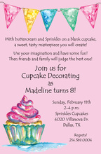 Watercolor Cupcake Pink Invitations