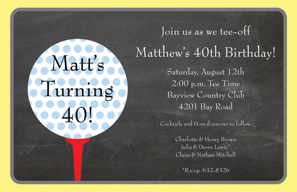 Polka Dots Golf Sky Blue Invitations