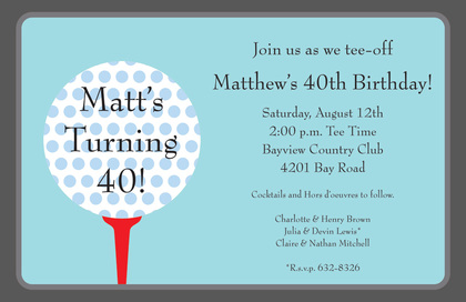 Polka Dots Golf Chalkboard Invitations