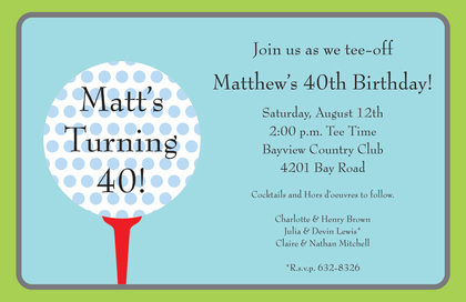 Polka Dots Golf Chalkboard Invitations