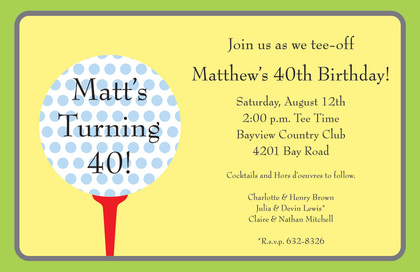 Polka Dots Golf Sky Blue Invitations