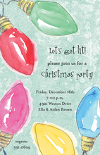 Bright Watercolor Christmas Lights Aqua Invite