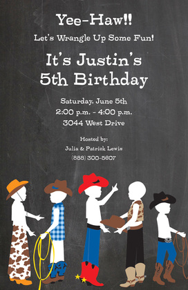 Kids Western Birthday Buckaroos Invites