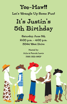 Kids Western Silhouette Buckaroos Invites