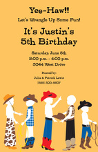 Kids Western Silhouette Orange Invites