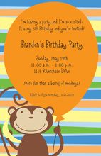 Orange Balloon Monkey Party Invitations