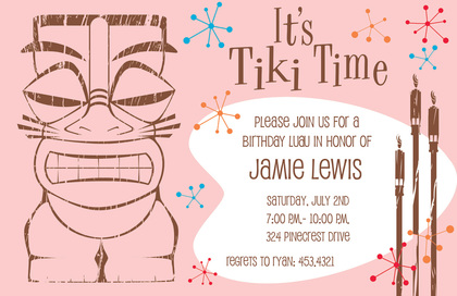 Sky Blue Hawaiian Tiki Time Invitations