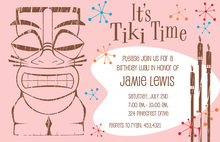 Pink Hawaiian Tiki Time Invitations