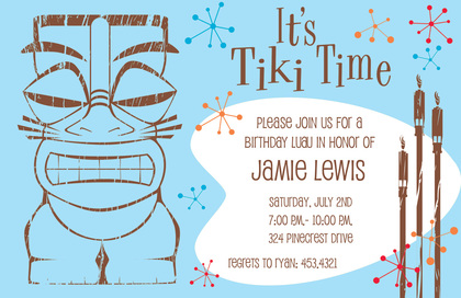 Pink Hawaiian Tiki Time Invitations
