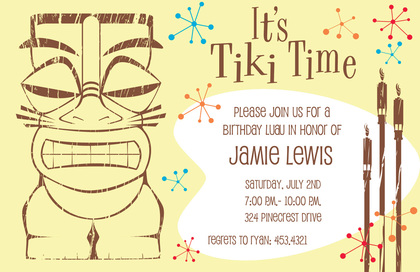 Sky Blue Hawaiian Tiki Time Invitations