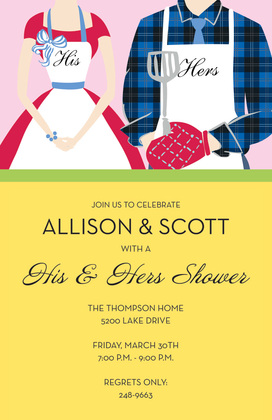 Grilling Couple Apron Invitations