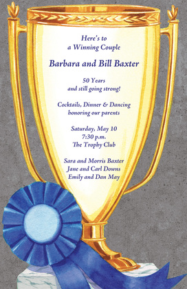 Blue Ribbon Winning Golden Trophy Invitations