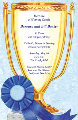 Winning Golden Trophy Aqua Invitations