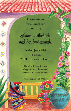 Garden Bench Pink Mexican Invitations