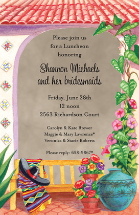 Garden Bench Mint Mexican Invitations