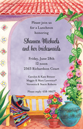 Garden Bench Pink Mexican Invitations