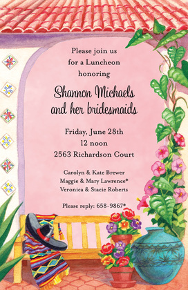 Garden Bench Mint Mexican Invitations