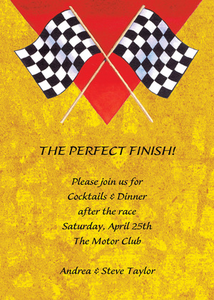 Ivory Racing Flags Race Invitations