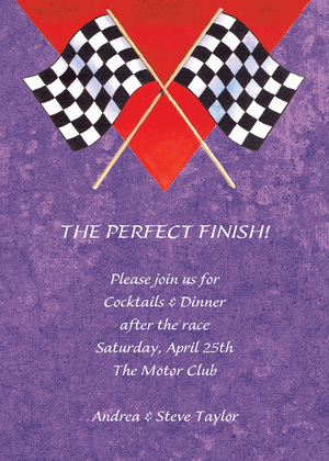 Ivory Racing Flags Race Invitations