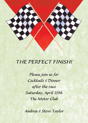 Ivory Racing Flags Race Invitations