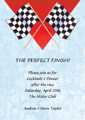 Ivory Racing Flags Race Invitations