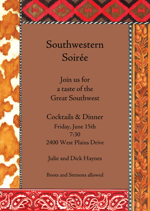 Navy Southwestern Paisley Trim Invitation