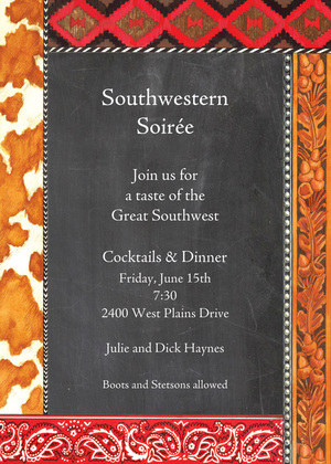 Orange Southwestern Paisley Trim Invitation