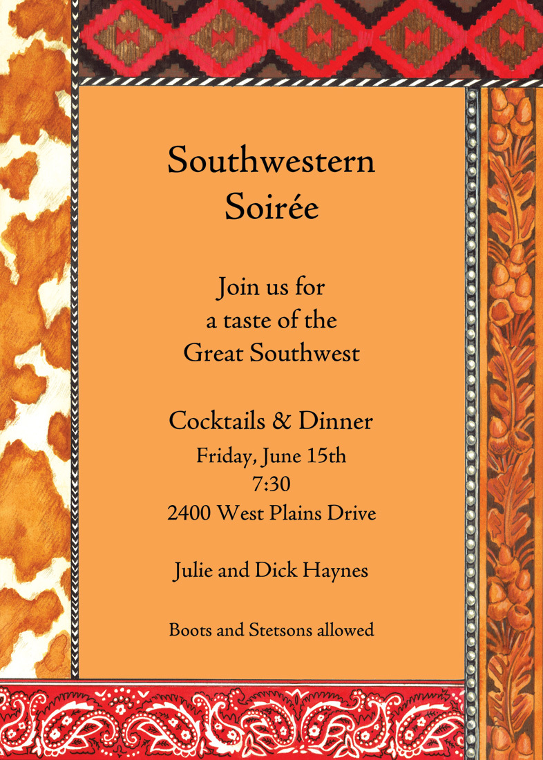 Orange Southwestern Paisley Trim Invitation