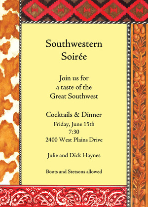 Navy Southwestern Paisley Trim Invitation