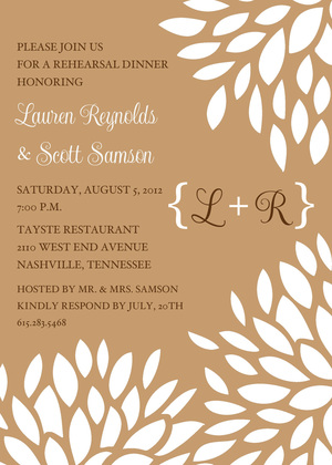 Monogram Grey White Floral Invitations