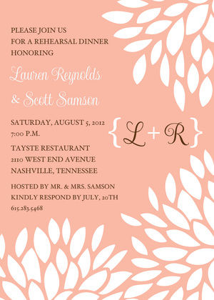 Monogram Mint White Floral Invitations