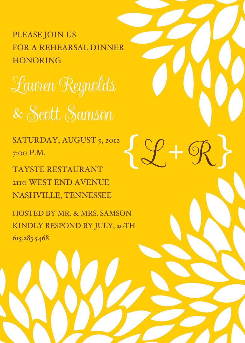 Monogram Gold White Floral Invitations