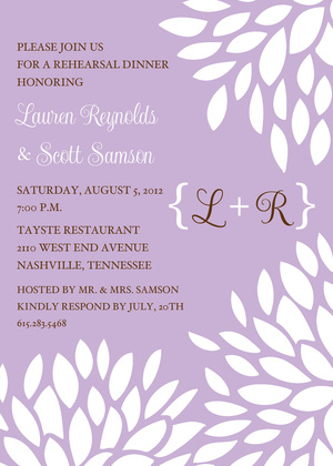 Monogram Grey White Floral Invitations