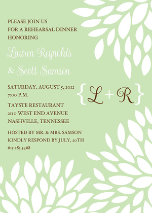 Monogram Coral White Floral Invitations