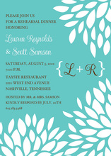 Monogram Teal White Floral Invitations