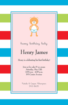 Baby Bear Mint Invitations
