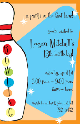 Bowling Game Birthday Invitations