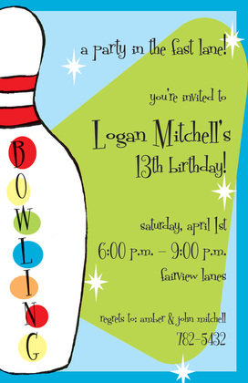 Bowling Game Birthday Invitations