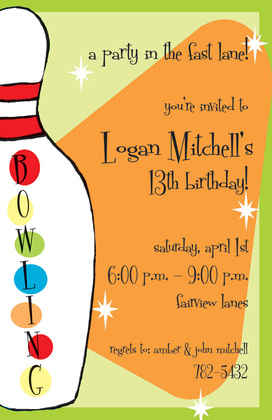 Summer Bowling Birthday Invitations